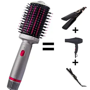 Cepillo secador 3 en 1 sıcak hava fırça fön makinesi fırça saç kurutma makinesi yuvarlak fırça düzleştirme çubuğu saç sedye ve kurutma makinesi
