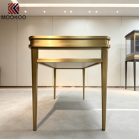 Comptoir de réception pour bijouterie, table de consultation de bijoux avec cadre doré, écran LED intégré, table de caisse pour bijoux