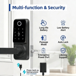 Serrure de porte intelligente facile à installer soi-même, empreinte digitale, mot de passe, entrée sans clé, Wi-Fi, alliage d'aluminium, laiton, <span class=keywords><strong>bois</strong></span>, chambre à coucher, application Tuya/TT - Product Image 3