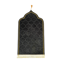 Tapis de prière musulman en polyester épais et doux, antidérapant, 65x115cm, pour la maison, la chambre à coucher/le salon, cadeau de l'Aïd, décoration à pompons, cadeau pour la fête des mères