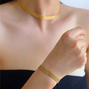 สแตนเลสทองทอโซ่สร้อยคอกว้างวงเค้นคอทอง,วินเทจตาข่ายโซ่ <span class=keywords><strong>Choker</strong></span> - Product Image 5