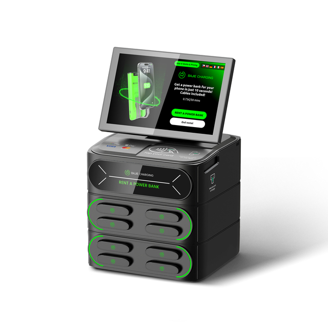 Bajie Charging 8 Slot 10.1 Inch Screen POS Card Reader Mobile Charging Station Vending Machine Commercial Payment Terminal