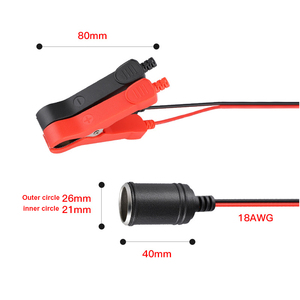 Heavy Duty 18AWG 12V/24V Car <b>Battery</b> Charging&Vehicle Equipment Universal Alligator Clip to Cigarette Lighter Socket Power <b>Cable</b> - Product Image 2