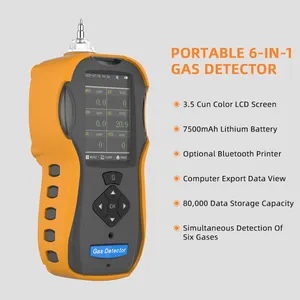 6 In 1 Multi Aanpasbare Gas Analyzer Co O2 H2s Co2 Voc Ch4 Met Ce Fcc Iso9001 Certificeringen Multi-6 Gas Detector