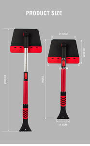 스폰지 푸시 플레이트가 있는 4-in-1 자동차 눈 브러시, 탈부착 및 확장 가능, 효율적인 SUV/트럭 앞유리 및 지붕 청소용 - Product Image 2