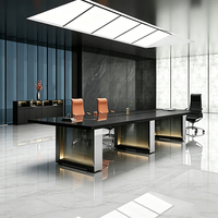 Table de conférence de bureau moderne KMJ pour 20 personnes, table rectangulaire longue peinte de luxe pour les négociations et la formation