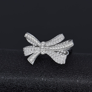 Anillo de Boda de Plata de Ley 925 de Alta Calidad para Mujer, con Circonita Cúbica, Forma de Lazo, Chapado en Rodio, Joyería para Fiestas y Regalos - Product Image 4