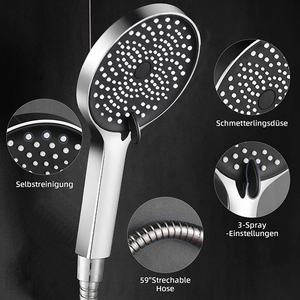 Pomme de douche à main à haute pression, économie d'eau, à sortie unique, plaquée, écologique, avec filtre à 3 fonctions - Product Image 4