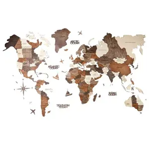 Wooden Wall Housewarming Gift Anniversary Gift World Map Wall Art Decor Wooden Travel Map Birthday Gift 3D Wooden World Map