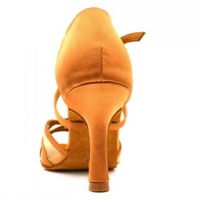 Evoke 452 Livraison Rapide Chaussures de Danse Latine et Salsa Classiques pour Femme, Talon Cubain Personnalisé 8,5 cm, en Satin Marron Tendance