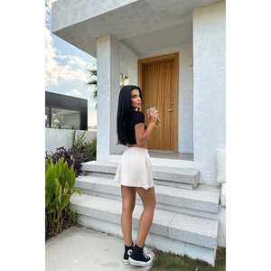 Shorts cyclistes sportifs basiques taille haute en coton et polyester, taille XS, avec fermeture élastique à la taille et motif décoratif - Product Image 1