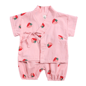 Niedliche Neugeborenen-Babykleidung mit Erdbeer-Print 2-teiliges Baby-Pyjama-Set Baumwoll-Schlafanzug Sommer Kleinkind-Mädchen-Kleidungsset - Product Image 5