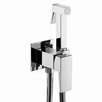 Robinet de douche mural carré en laiton pour salle de bain avec douchette bidet et tuyau de douche pour toilettes
