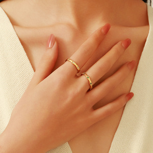 Stainless Steel <b>Ring</b> 18k Gold Plated <b>Titanium</b> Steel With Diamonds Geometric Shape Unisex Gift Jewelry - Product Image 2