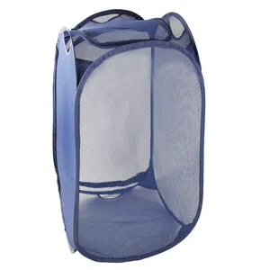 Pop-up çamaşır sepeti nefes örgü sağlam fermuar çamaşır torbası sepeti sepet kolay için yük ve boşaltma