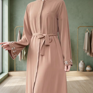 Elegante Abaya Casual de Dubái para Mujer, Tela Nida Premium, Ligera, de Secado Rápido, Transpirable, Diseño Elegante, Larga hasta el Suelo, Mangas Largas - Product Image 3
