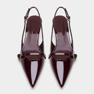 Ladies Lace-up High Stiletto Heels Black Patent Leather Sandals Waterproof Pointed Toe Buckle Summer Autumn Wedding Shoes Spring - Product Image 4