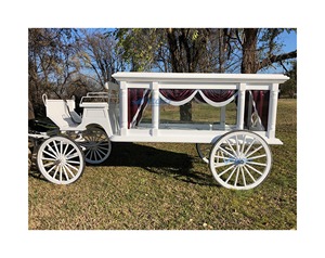 Cercueil funéraire de luxe à chevaux blancs à vendre, pour cérémonie funéraire - Product Image 1
