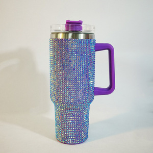 40oz thép không gỉ chân không xử lý cà phê cup Ice kim loại cốc cà phê với Rhinestone tinh thể đá thời trang kim cương Bling cốc - Product Image 5