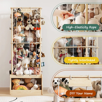 Cage de rangement en bois pour animaux en peluche, organisateur de jouets pour enfants avec armoire de rangement inférieure pour salle de jeux
