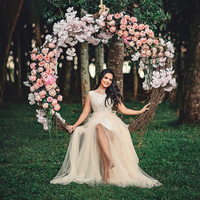 Fauteuil suspendu circulaire en rotin, style Bali, en forme de nid d'oiseau, avec protection solaire, pour extérieur, style simple