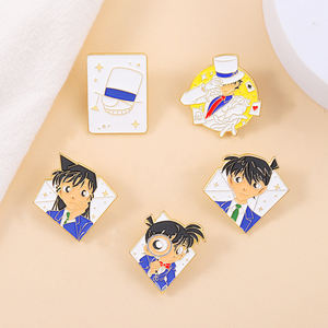 Pins Metálicos de Detective Conan, Insignias Personalizadas de Kudou Shinichi y Mouri Ran, Pin de Esmalte Duro de Dibujos Animados, Listo para Enviar - Product Image 2