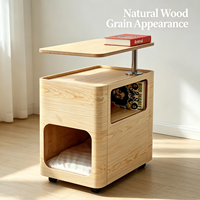 Table d'appoint en bois pour chat, mobilier multifonctionnel avec rangement, roulettes et décoration pour la maison des animaux