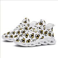 Vente en gros de baskets personnalisées grande taille avec imprimé petite abeille de dessin animé, chaussures de course à semelle lame, design personnalisé, chaussures de sport décontractées