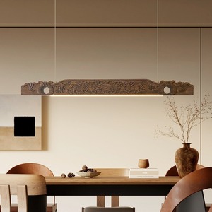 โคมไฟระย้าไม้แกะสลักทรงยาวสไตล์วบิซาบิ สำหรับห้องน้ำชา ห้องรับประทานอาหาร และโฮมสเตย์ - Product Image 2