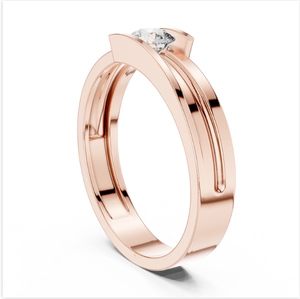 Anillo solitario de lujo para hombre con oro rosa y Diamante brillante en un aspecto elegante y refinado de diseño moderno de la India - Product Image 4