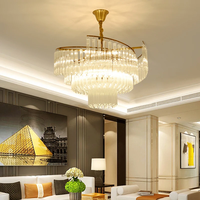 Lustre en cristal rond nordique, lampes décoratives pour la maison, lampes d'hôtel, luminaire doré, nouveau lustre moderne de luxe en cristal K9 LED