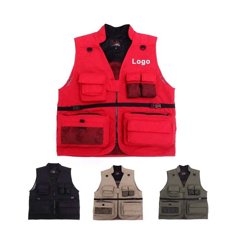 New Design Custom Mesh Fishing Vest with pockets Travel Type Multi Pocket Vest For Men