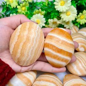 Pierres de palmier en calcite jaune très vendues, pierres naturelles de guérison Feng Shui, pierres de palmier en quartz pour la guérison - Product Image 5