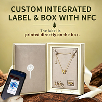 Boîte à bijoux carrée de luxe personnalisée et recyclable avec étiquette RFID NFC antivol, emballage intelligent anti-contrefaçon pour bagues, colliers et montres, OEM