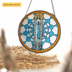 Ornement suspendu décoratif de Noël transfrontalier, figurine de sainte en verre peint, plaque gravée pour usage intérieur et extérieur - Product Image 2