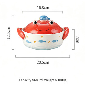 Olla de Cerámica para Guisos con Tapa, Doble Asa, Fondo Plano, Estilo Japonés, Capacidad de 680 ml, Apta para Microondas, Olla para Sopa - Product Image 4