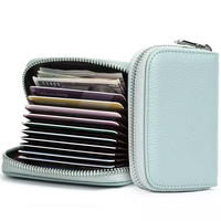 Dompet Wanita Pendek Kulit Asli RFID Mewah Buatan Tangan Mount Yanzhi dengan Logo Kustom, Tempat Kartu Kredit dan Uang Tunai, Ritsleting, Guangdong