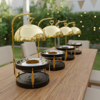 8L Gold Edelstahl Chafing Dish Buffet Speisenwärmer mit Kuppeldeckel Alkoholbetrieben Energiesparend für Hotel Bankett