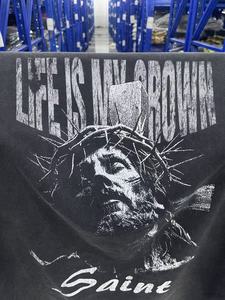 T-shirt Vintage Saint Michael 25SS 'jes My Belief' in Cotone 100% 240g, Stile Hip Hop con Effetto Usurato - Product Image 5