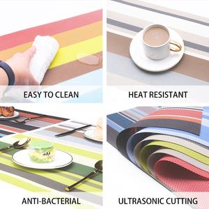 1 pièce <span class=keywords><strong>tapis</strong></span> de Table en <span class=keywords><strong>vinyle</strong></span> tissé, napperon à rayures, résistant à la chaleur, set pour Restaurant - Product Image 5