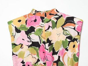 <span class=keywords><strong>Blusa</strong></span> <span class=keywords><strong>con</strong></span> estampado floral y cinturón en la cintura, acolchada <span class=keywords><strong>de</strong></span> poliéster, estilo resort <span class=keywords><strong>de</strong></span> primavera, cuello alto, <span class=keywords><strong>con</strong></span> cordones, efecto adelgazante, 202318404 - Product Image 5