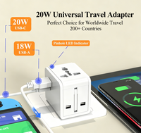 Adaptateur de voyage universel mini PD FOXCAN-20W, prise US UK AU EU 4 prises pour plus de 200 pays du monde entier, téléphone, ordinateur portable, accessoires de voyage