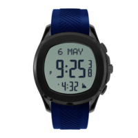 Montre numérique mondiale en acier inoxydable pour homme avec calendriers arabe/anglais, Hijri et Grégorien.
