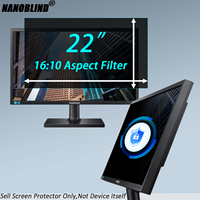 Filter Privasi Dua Sisi untuk Monitor Desktop 22" 16:10 Anti Mata-mata Anti Silau Anti Sidik Jari Film Layar Pemblokir Cahaya Biru