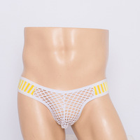 Slips résille transparents pour hommes, à rayures noires et blanches, avec ceinture élastique, vente en gros de lingerie