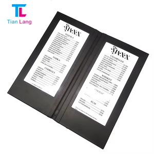 Cubierta de cuero de PU personalizada con LED iluminado para menú de restaurante tarjetas de menú LED recargables - Product Image 6