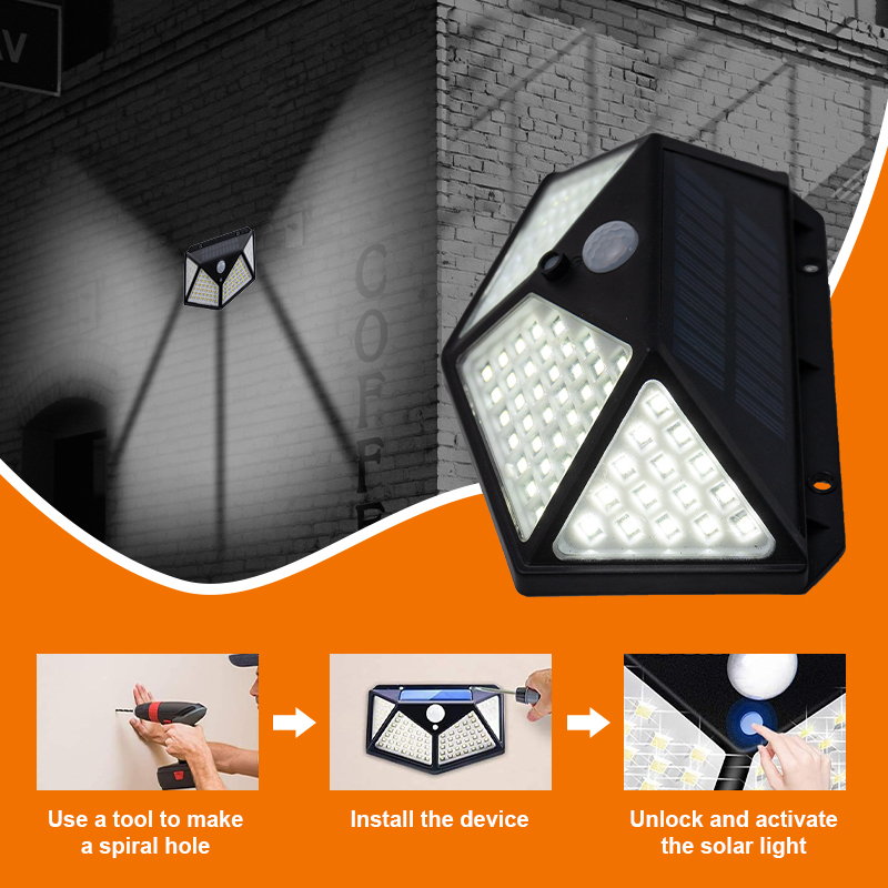 High Brightness IR Sensor Waterproof Outdoor IP54 2W 2200mAh Battery ABS+PC Black LED Solar Wall Light · image 5