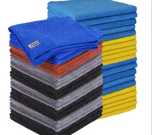 Hot Sale Quick-Dry Car Wash Mitt Absorbent Wash Cleaning Microfiber Woven Square Micro Fiber Towel Car Dying Solid Color Towel