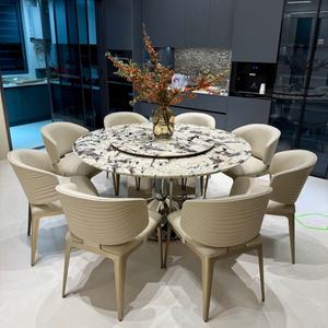 Tavolo da Pranzo Moderno in Marmo Premium con Gambe in Acciaio al Carbonio Resistenti <span class=keywords><strong>e</strong></span> Impermeabili per Hotel, Villa, Appartamento, Casa <span class=keywords><strong>e</strong></span> Ristorante - Product Image 5