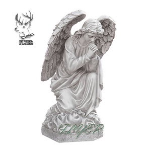 Decoración de cementerio al aire libre estatua de resina de tamaño natural estatua de Ángel rezando de fibra de vidrio a la venta - Product Image 2